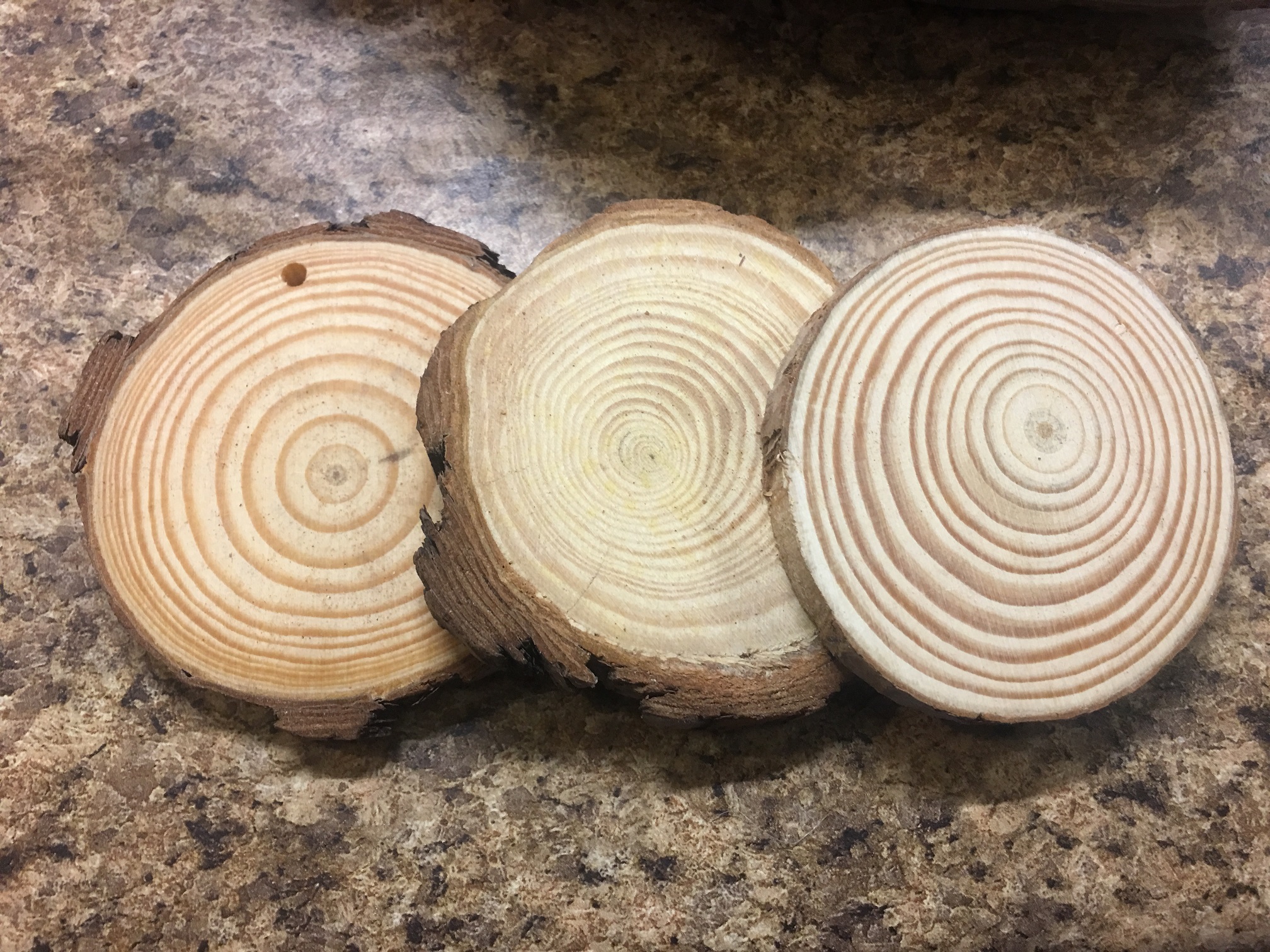 Natural wood ornaments for Christmas