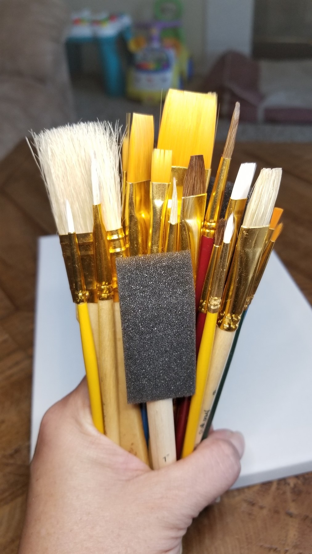 brushes set for oil painting with canvas