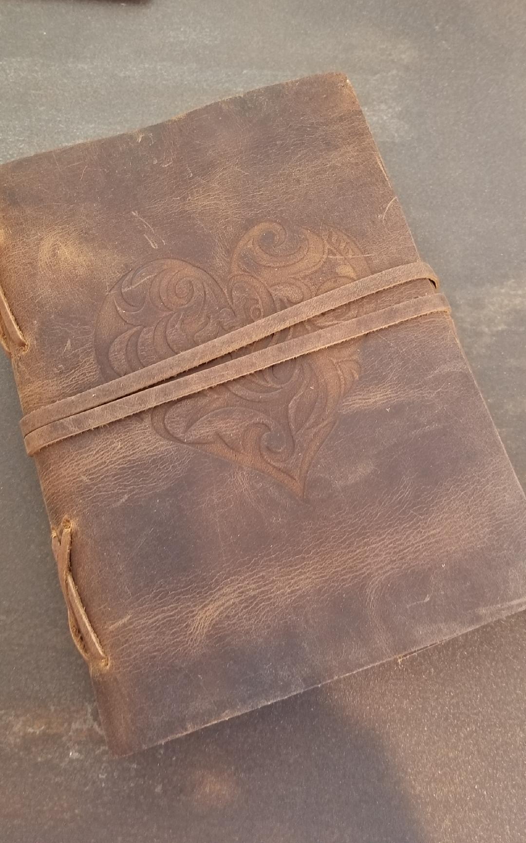Leather heart journal