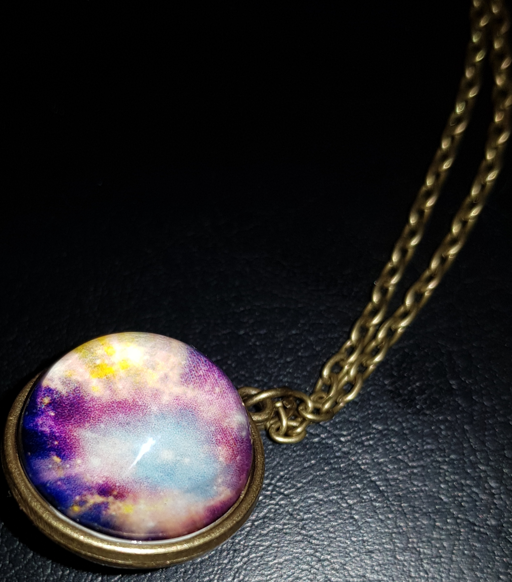 Glass pendant universe necklace