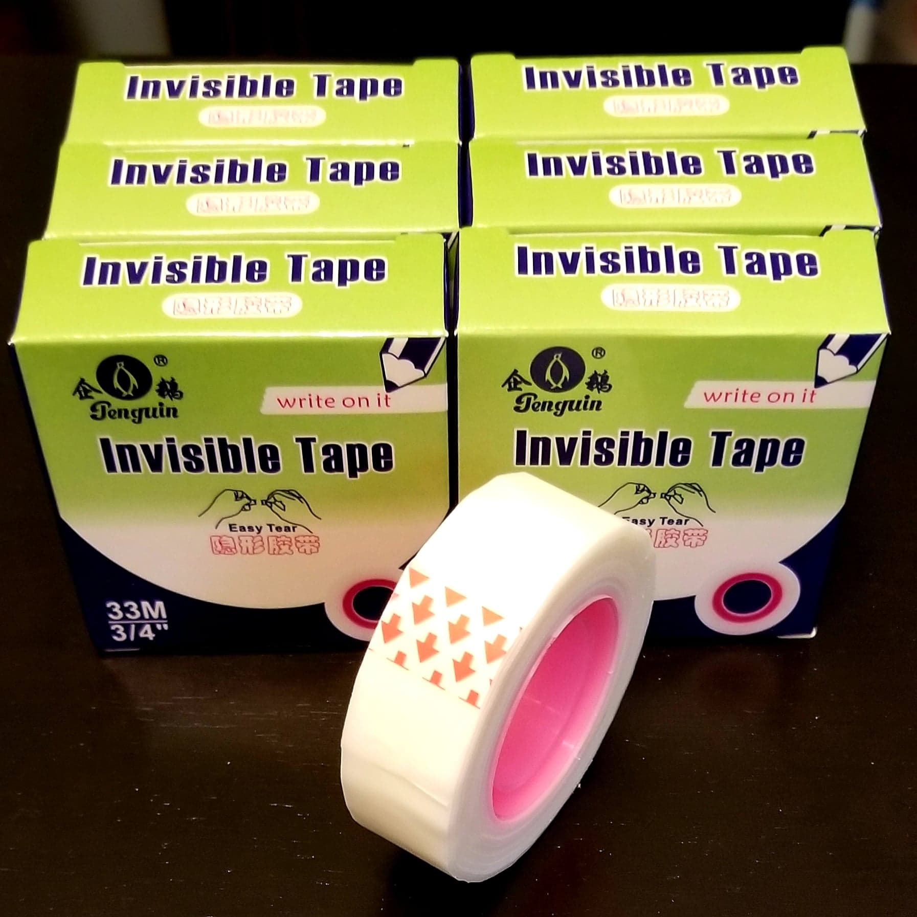 MEMX Invisible Tape, Writable Matte-Finish Transparent Tape, 3/4 x 1300 Inch, 6 Rolls