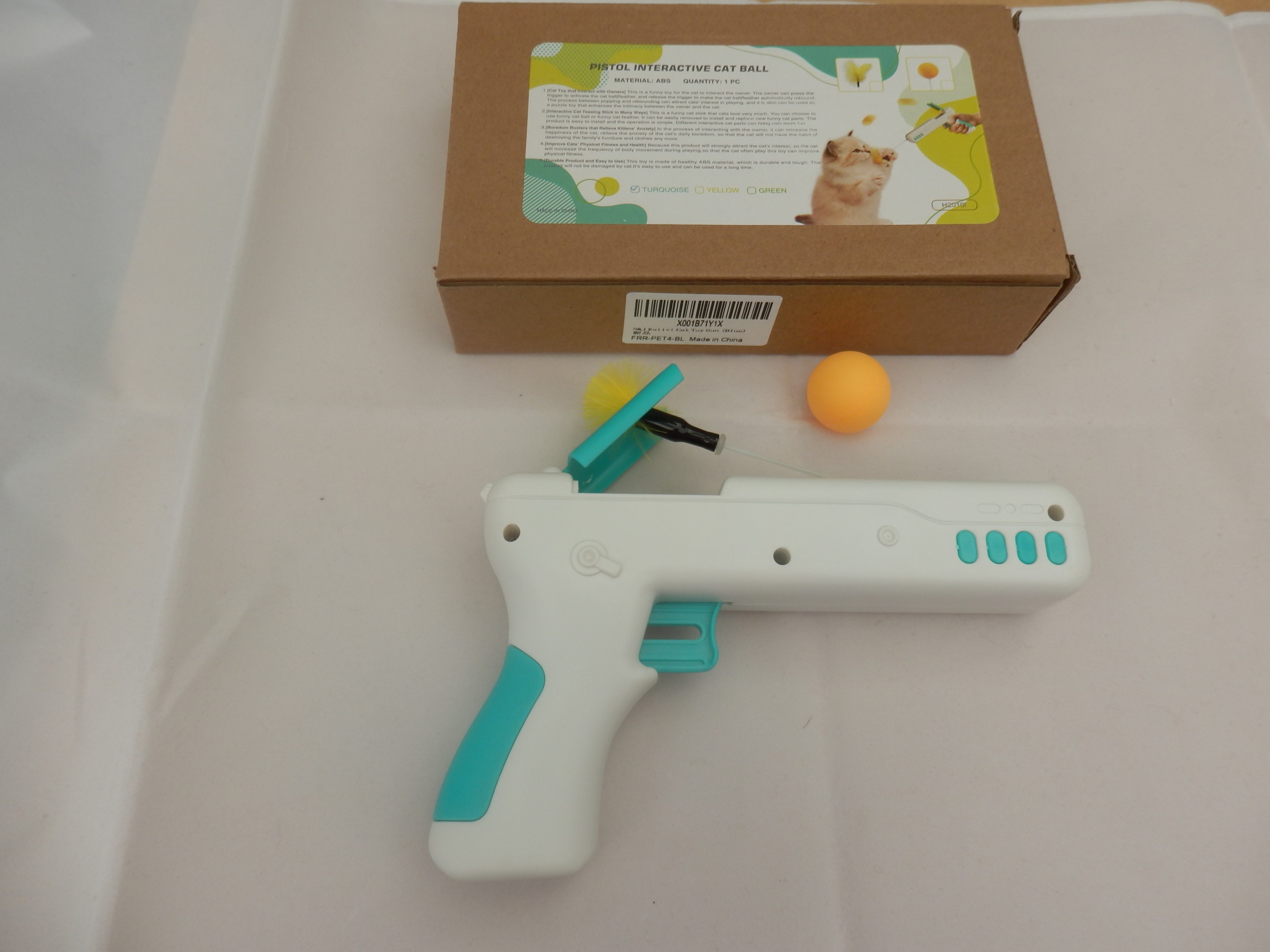 N&J Kelivi Interactive Cat Toy Gun with Ball and Feather