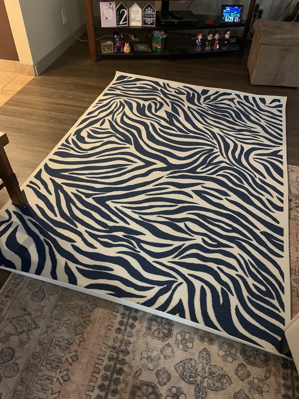 Indoor-Outdoor 5x7 ft Zebra Pattern Patio Rug