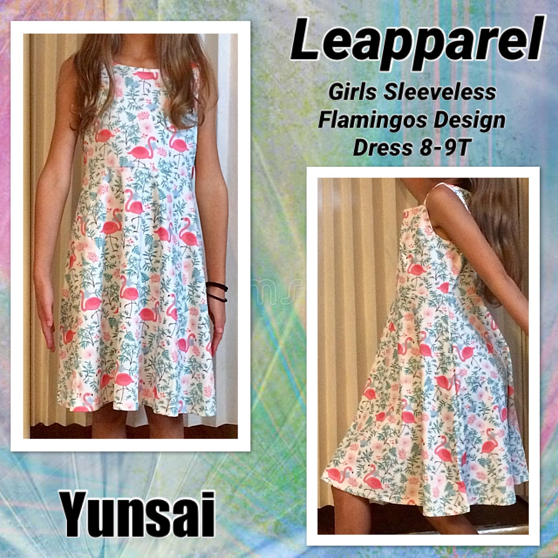 Leapparel Fancy Dresses For Toddlers Girls Mini Sleeveless Flamingo Design 8-9T