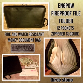 ENGPOW Fireproof File Folder Firepeoof Fire And Water Resistant Money Document Bag With A4 Size 12 Pockets Zipper Closure Non-Itchy Silicone Coated Portable Filing Organizer Pouch (14.3" x 9.8")