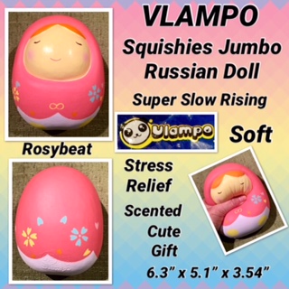 VLAMPO Squishies Jumbo Russian Doll, Slow Rising Super Soft Squishy Toys Stress Relief Time Killer Fun Squeeze Toys Scented Fragrant Cute Charm Gift For Children & Adults (Pink)