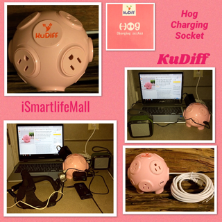 KuDiff Cool USB Charging Station With Power Strip 4 USB 8 AC Outlets And 10 FT Cable 2000W High Power Cute Pig Toy 3D Cube Housing Fireproof Smart Charging For Home Use Gift Choice For Lady And Kids