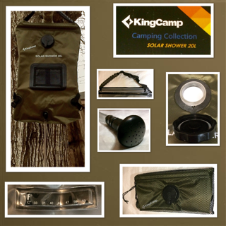 KingCamp Portable Camping 5 Gallon Solar Shower bag With Temperature Gauge