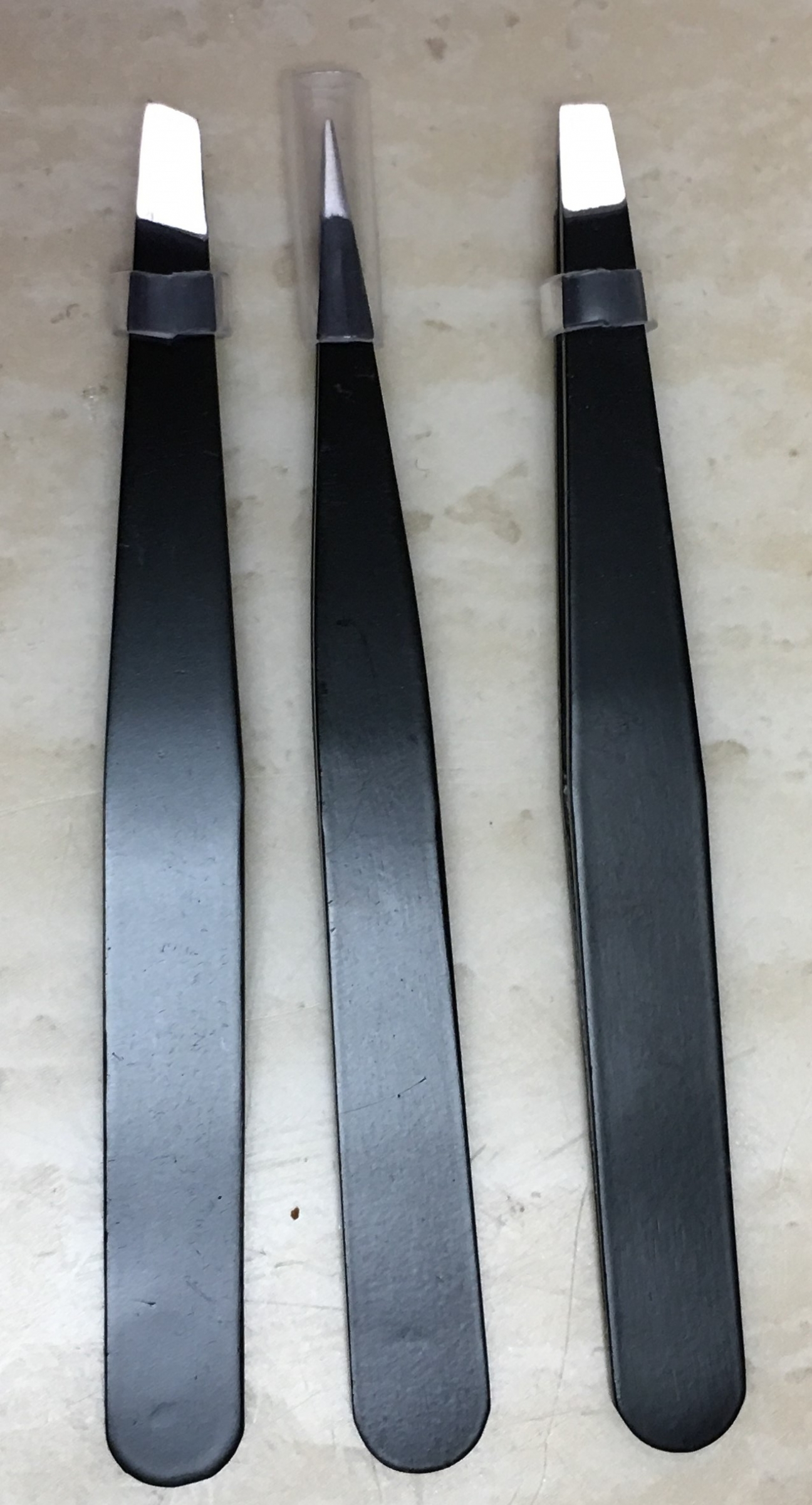 Set of 3 Stainless Steel Tweezers with a carrying pouch